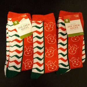 3 New 2-Packs Women's Christmas Crew Socks